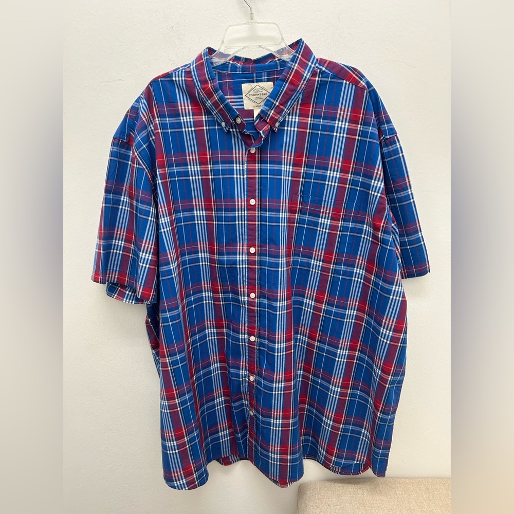 St. John's Bay Men's Red and Blue Plaid Shirt